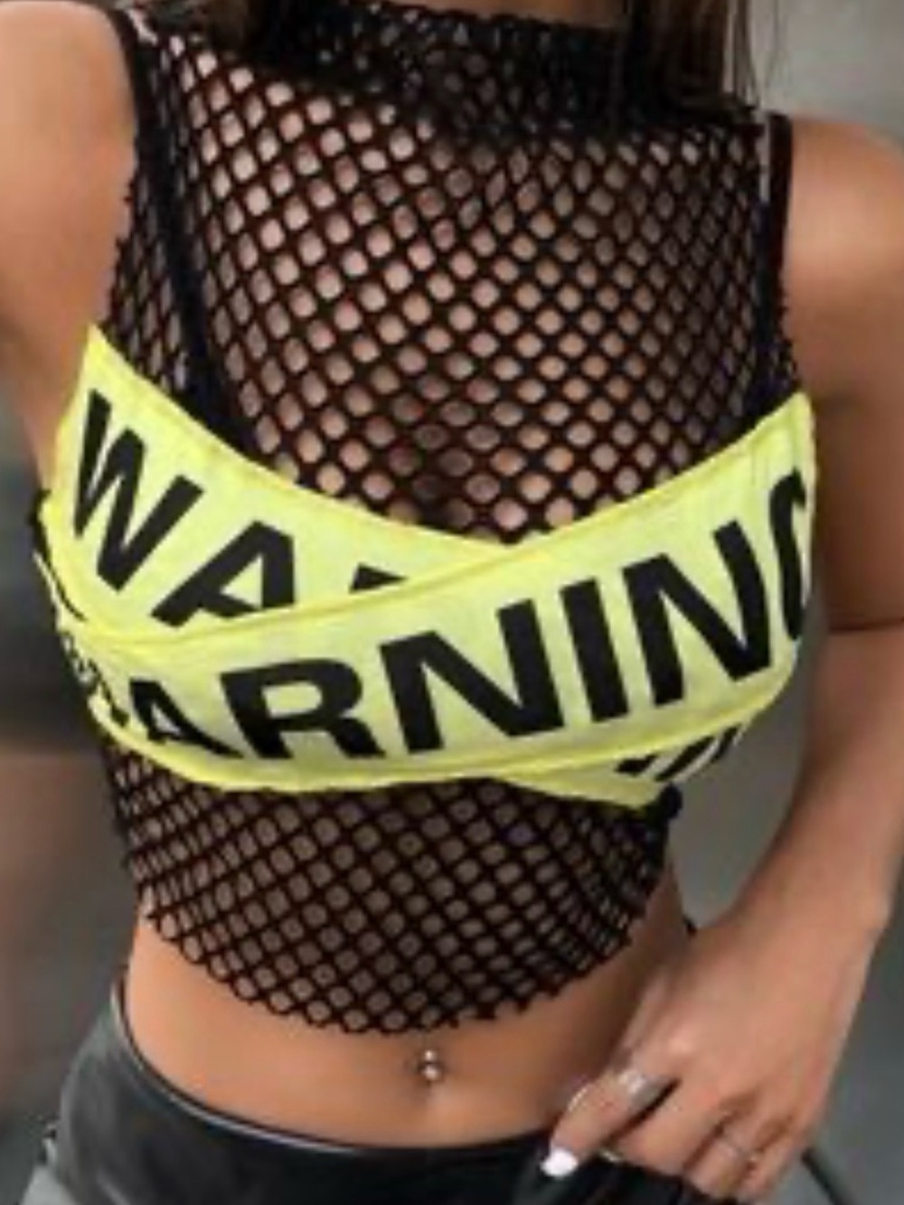 SHEIN Black Fishnet Overlay with White Underlay
